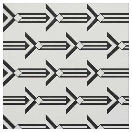 白い生地の黒く幾何学的な矢 ファブリック (見本)