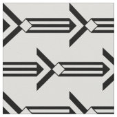 白い生地の黒く幾何学的な矢 ファブリック (クローズアップ)