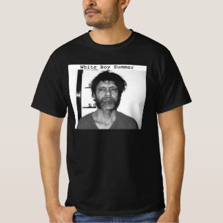 白い男の子の夏のレトロをクルーアップ Tシャツ