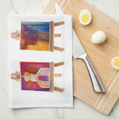 白い画材で孤立したイーゼルのミニペイント6点 キッチンタオル (四つ折り)