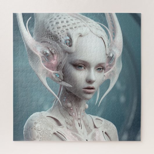 白い異星の美女 ジグソーパズル (縦)