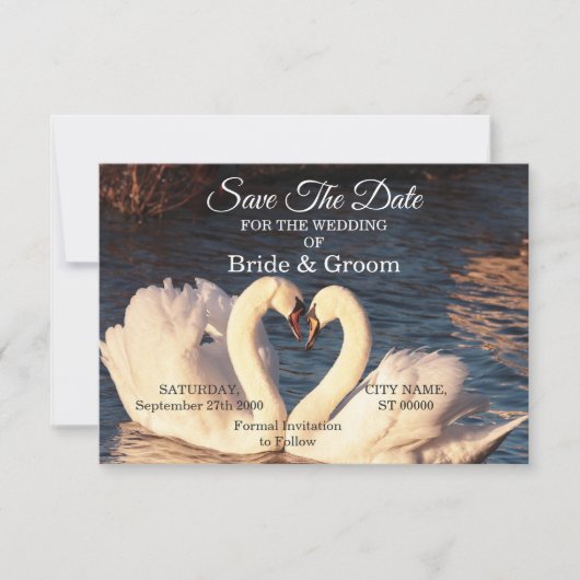 白い白人結婚式の日付を保存 セーブザデート (正面)