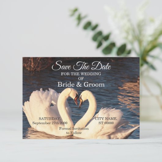 白い白人結婚式の日付を保存 セーブザデート (スタンド正面)