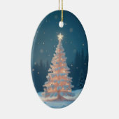 白い白熱［赤熱］光を放つクリスマスツリー セラミックオーナメント (右)