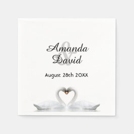 白い白鳥が名前に結婚恋する スタンダードカクテルナプキン