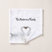 白い白鳥が家族の名前に恋をする バスタオルセット (ウォッシュタオル)