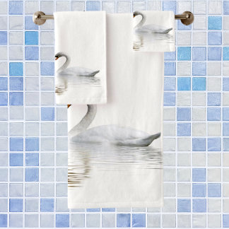 白い白鳥が家族の名前に恋をする バスタオルセット