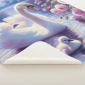 白い白鳥と紫のバラ シェルパブランケット (3/4)