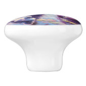 白い白鳥と紫のバラ セラミックノブ (側面)