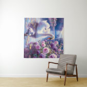 白い白鳥と紫のバラ タペストリー (インサイチュ(横))