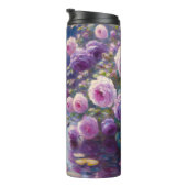 白い白鳥と紫のバラ タンブラー (回転右)