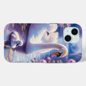 白い白鳥と紫のバラ Case-Mate iPhoneケース (裏面 (横))