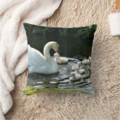 白い白鳥と雛 クッション (ブランケット)