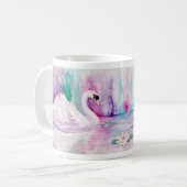 白い白鳥のコーヒー・マグ コーヒーマグカップ (正面左)