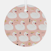 白い白鳥のシームレスパターン。 ガラスオーナメント (裏面)