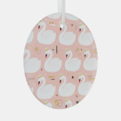 白い白鳥のシームレスパターン。 ガラスオーナメント (正面右)