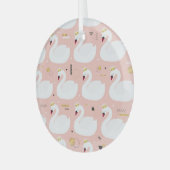 白い白鳥のシームレスパターン。 ガラスオーナメント (正面左)