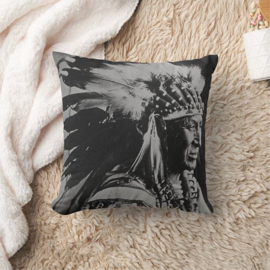 白い白鳥のスー族の責任者のヴィンテージ クッション (ブランケット)