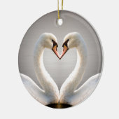 白い白鳥のハート セラミックオーナメント (左)