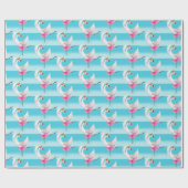 白い白鳥のパターンwhimsyアクアレイクアート紙 ラッピングペーパー (フラット)