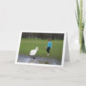 白い白鳥の女の子ポートレート カード (正面)