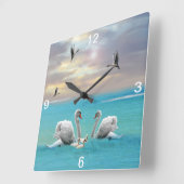 白い白鳥の歌 スクエア壁時計 (傾斜)