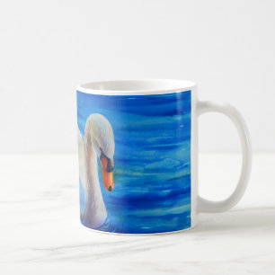白い白鳥の水色絵画の コーヒーマグカップ