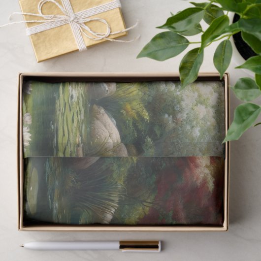 白い白鳥の湖の印象主義のデコページ 薄葉紙 (ギフト)