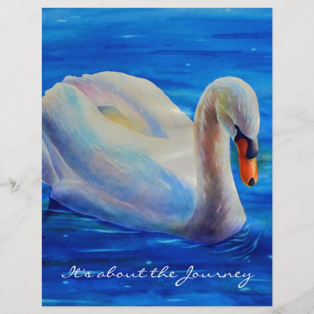 白い白鳥の絵画水色の旅について (正面)
