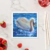 白い白鳥の絵画水色の旅について スタンダードカクテルナプキン (インサイチュ)