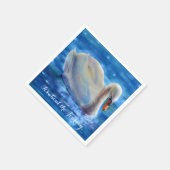 白い白鳥の絵画水色の旅について スタンダードカクテルナプキン (角)