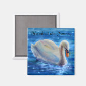 白い白鳥の絵画水色の旅について マグネット (正面/裏面)