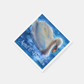 白い白鳥の絵画水色の水鳥、鳥 スタンダードカクテルナプキン (角)