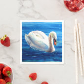 白い白鳥の絵画水色の水鳥、鳥 スタンダードカクテルナプキン (インサイチュ)