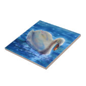 白い白鳥の絵画水色の水鳥、鳥 タイル (側面)