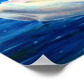 白い白鳥の絵画水色の水鳥、鳥 ポスター (角)