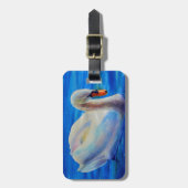 白い白鳥の絵画水色の水鳥、鳥 ラゲッジタグ (正面縦)