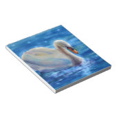 白い白鳥の絵画水色 ノートパッド (アングル)