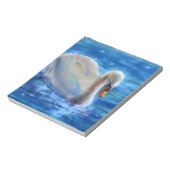 白い白鳥の絵画水色 ノートパッド (回転)