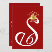 白い白鳥のSweet sixteen Coronation_はカスタマイズ 招待状 (正面/裏面)