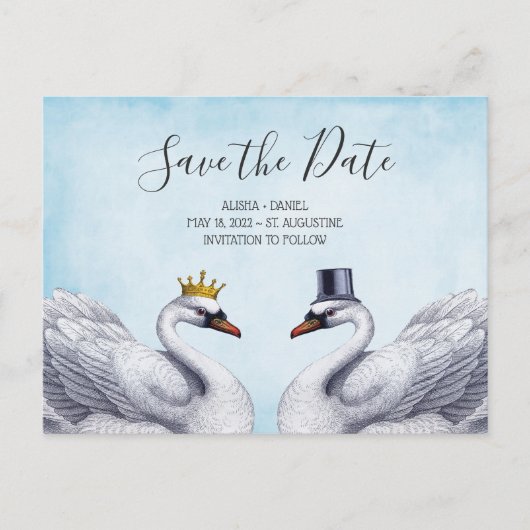 白い白鳥は日付を救います 案内ポストカード (正面)