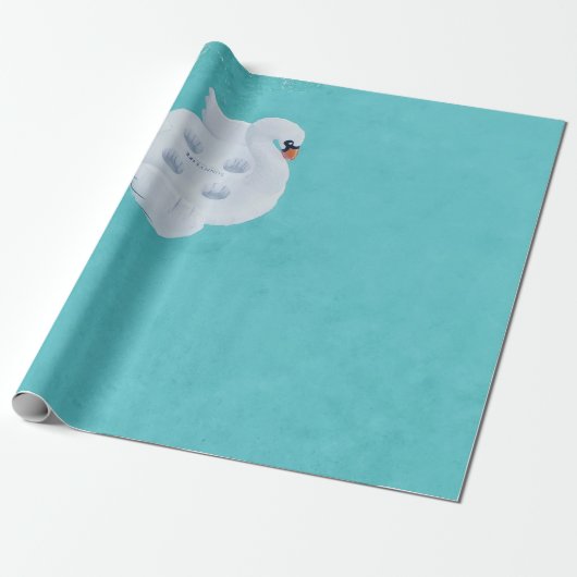 白い白鳥は水の体で膨らむ ラッピングペーパー (アンロールド)