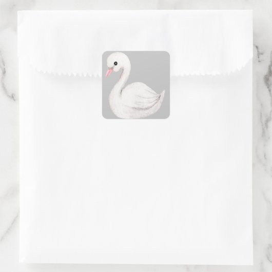 白い白鳥エレガントの灰色の男女兼用文字 スクエアシール (バッグ)