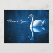 白い白鳥オンブルーウォーターありがとうはがき ポストカード (正面)