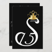 白い白鳥甘い15の戴冠式カスタマイズ_ 招待状 (正面/裏面)