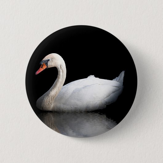 白い白鳥 缶バッジ (正面)