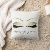 白い目メイクアップラッシュこんにちはゴージャスな金ゴールドスパーク クッション (ブランケット)