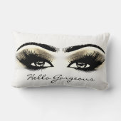 白い目メイクアップラッシュハローゴージャスな金ゴールドの目 ランバークッション (裏面)