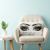 白い目メイクアップラッシュハローゴージャスな金ゴールドの目 ランバークッション (椅子)