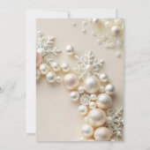 白い真珠と雪片ベビーシャワー 招待状 (裏面)